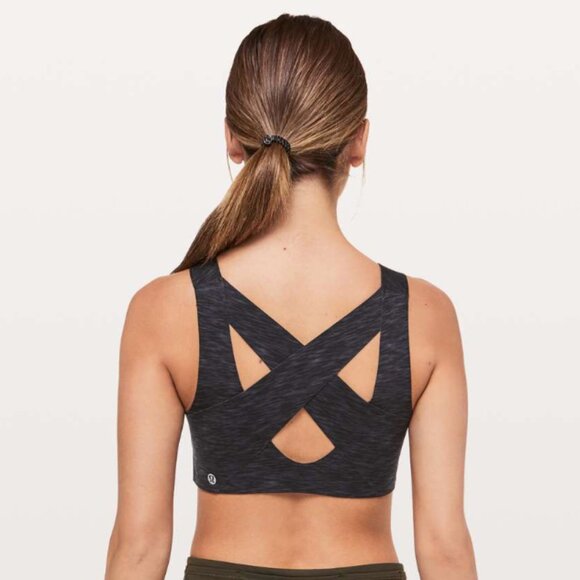 LULULEMON Enlite Bra Zip Front High Support Static Rain Dark Cast Black Size 32E - Picture 2 of 13